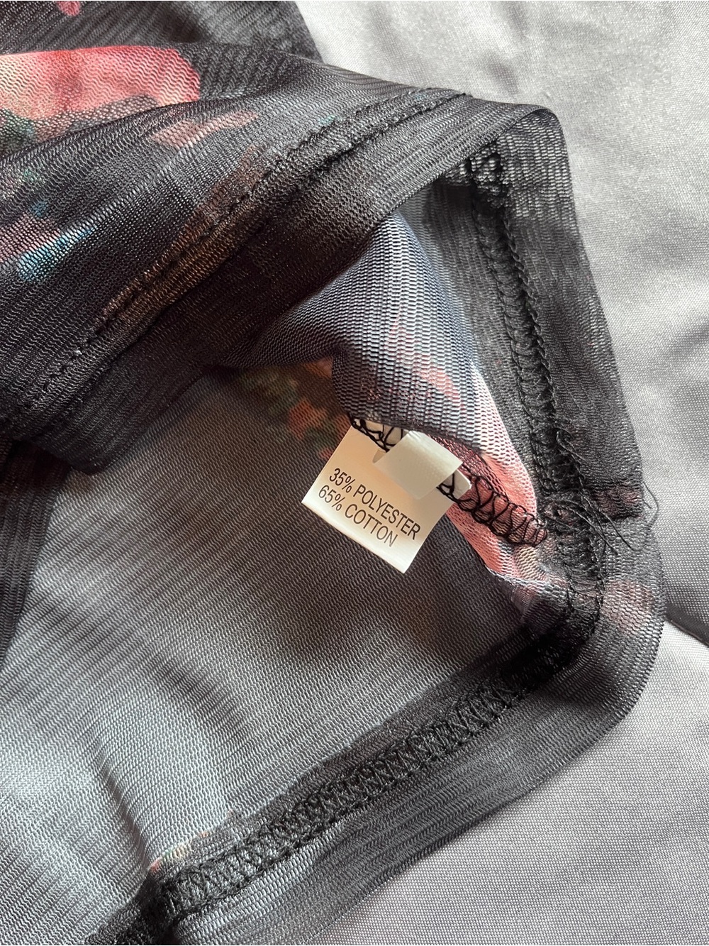 Source Unknown Black Sheer Mesh Crop Top with Pink Cherub Motif - Picture 7 of 8